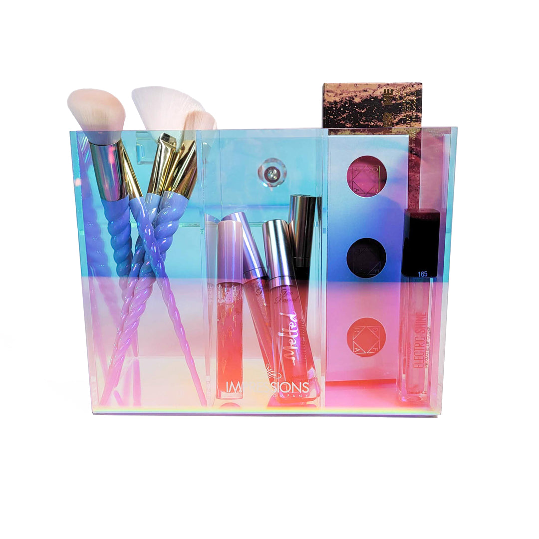 Luomi Make Up Brush Holder - 3 Compartment Acrylic Storage Rack