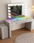 SlayStation® Willow Premium Vanity Table w/ RGB Light + Vanity Mirror Bundle