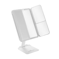 Flex Mini Trifold LED Makeup Mirror With Stand Half Closed White