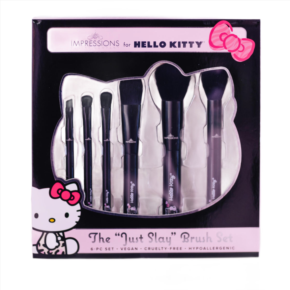 Hello Kitty The Favorites 6-Pc Brush Set in Black | Impressions Vanity Co. | Aluminum/Glass
