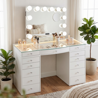 SlayStation® Contour Plus 2.0 Vanity Table w/ LED Light + Vanity Mirror Bundle