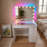 SlayStation®️ Lumina Mini 2.0 Vanity Table w/ RGB Light + Vanity Mirror Bundle