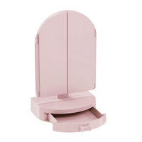 Darling Arch Trifold LED Tri-Tone Makeup Mirror With Drawer
