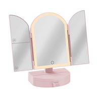 Darling Arch Trifold LED Tri-Tone Makeup Mirror With Drawer