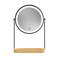 MirraLume Dual Sided LED Makeup Mirror w/ Bamboo Base