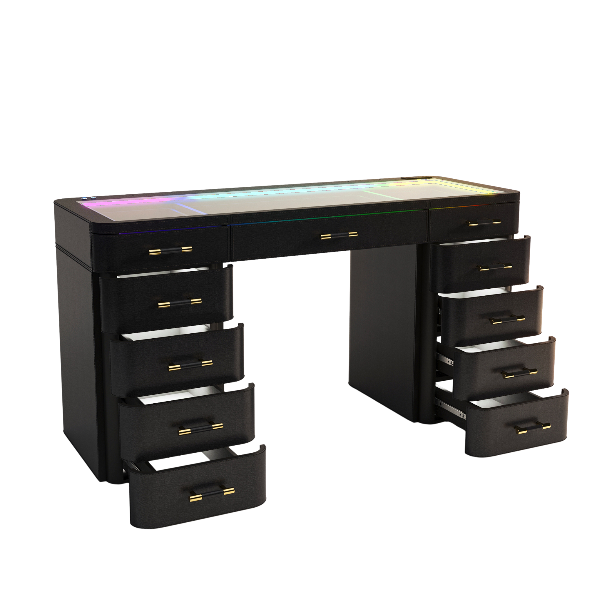 SlayStation Maison Faux Leather Premium Vanity Table w/ RGB Light + Vanity Mirror Bundle Impressions Vanity Co. SlayStation Maison Faux Leather Premium Vanity Table w/ RGB Light + Vanity Mirror Bundle Impressions Vanity Co.
