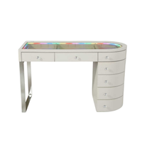 SlayStation® Skyra Faux Leather Premium Vanity Table w / RGB Light