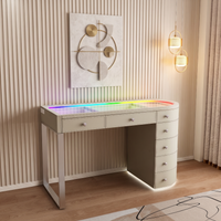 SlayStation® Skyra Faux Leather Premium Vanity Table w / RGB Light