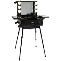 SlayCase® Pro Vanity Travel Train Case with Stand in Black Studded
