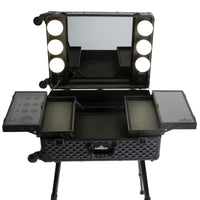 SlayCase® Pro Vanity Travel Train Case with Stand in Black Studded