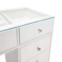 SlayStation Naomi Vanity Table with Glass Tabletop + 4 Drawer Units Bundle