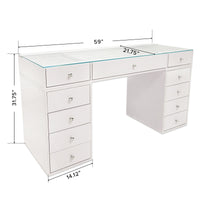 SlayStation Naomi Vanity Table with Glass Tabletop + 4 Drawer Units Bundle