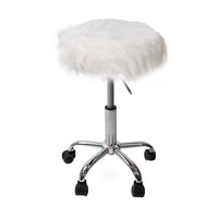 Momo faux fur white stool