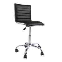 Black Quilted Leather Armless Vanity Chair