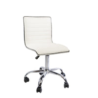 White Quilted Leather Armless Vanity Chair