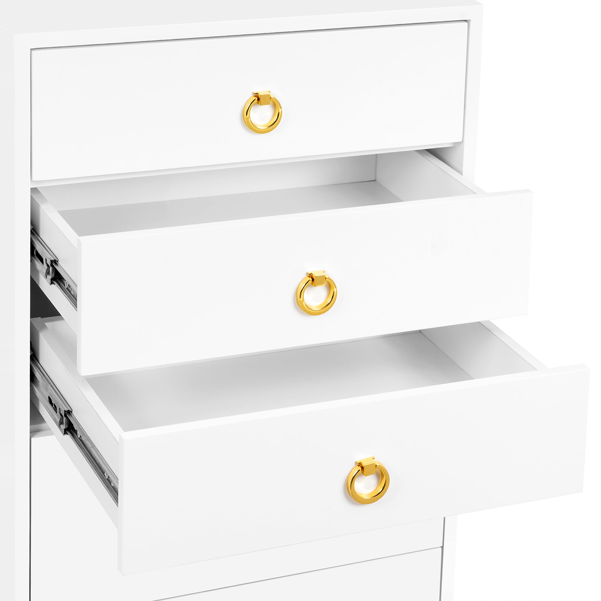 SlayStation 5-Drawers Vanity Storage with Crystal Lux Drawer Knobs, 2 Medium and 3 Large Drawers (Set of 2) Impressions Vanity · Company Color: White