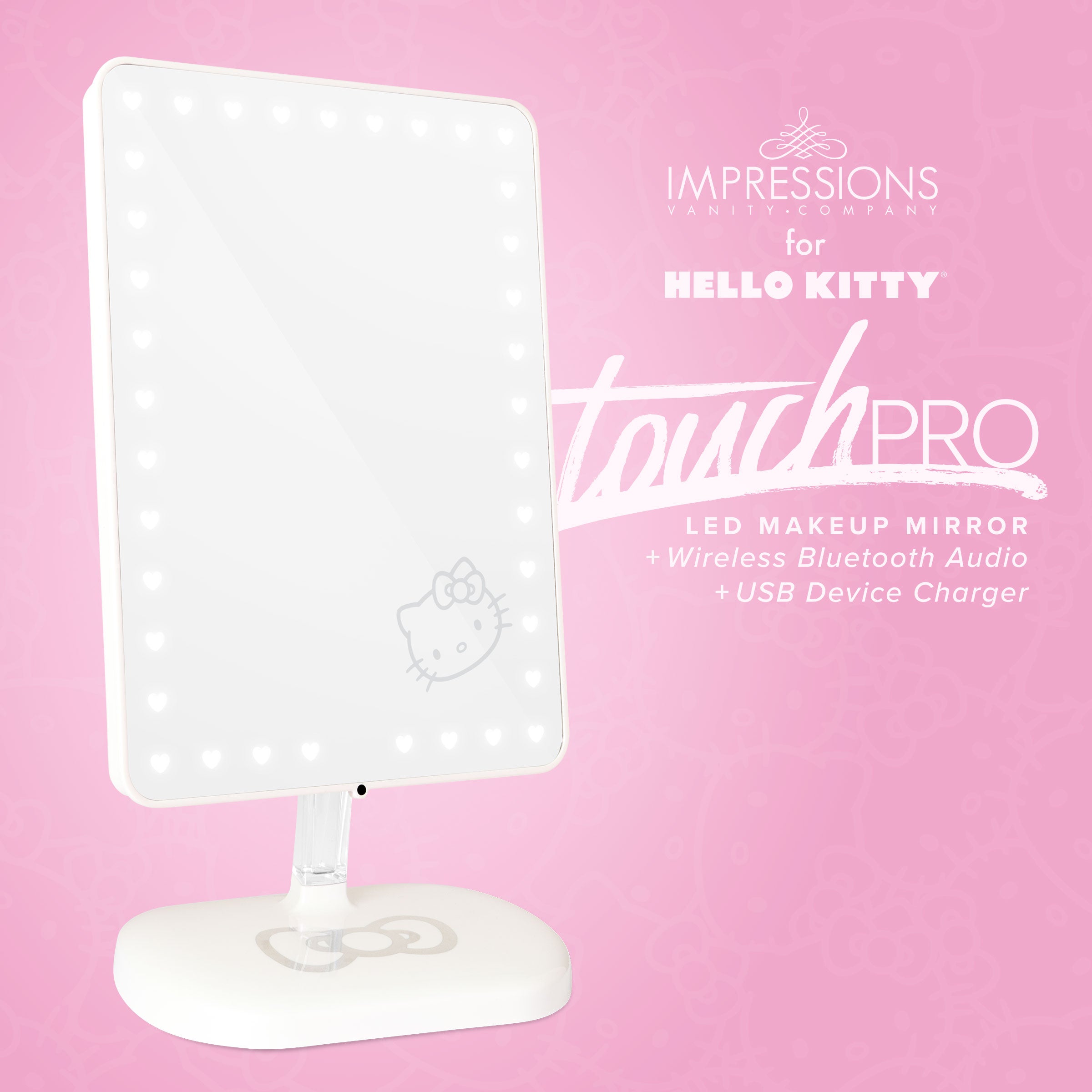 Hello Kitty LED Rechargeable Makeup Mirror + Wireless Compact