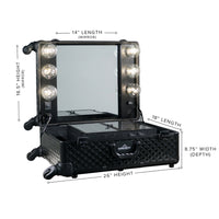 SlayCase® Pro Vanity Travel Train Case with Stand in Black Studded