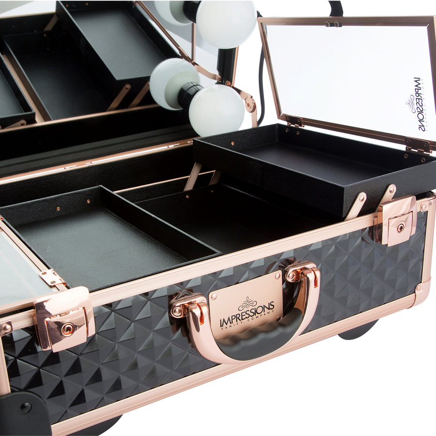SlayCase® XL Vanity Travel Case in Black & Rose Gold Studded