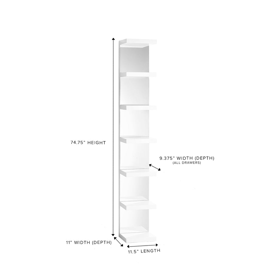 Impressions Vanity SlayStation Natalie Tall Column Shelves with Drawers, 3  Tier Vanity Display Shelves for Wall Storage, 2 Drawer Organizer with