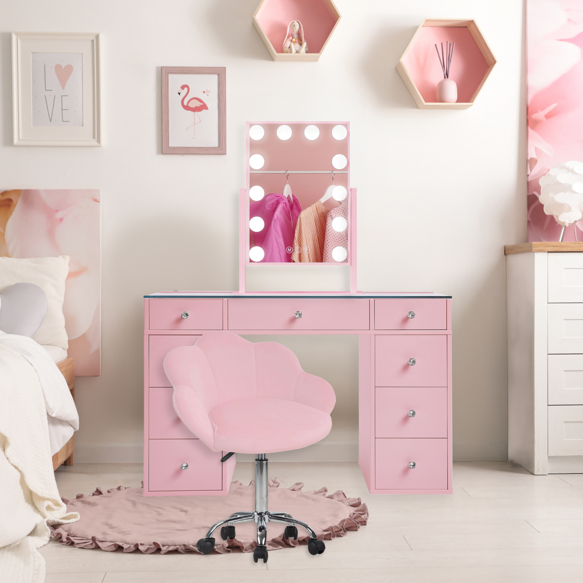 SlayStation® Kids&#39; Vanity Table w/ LED Light