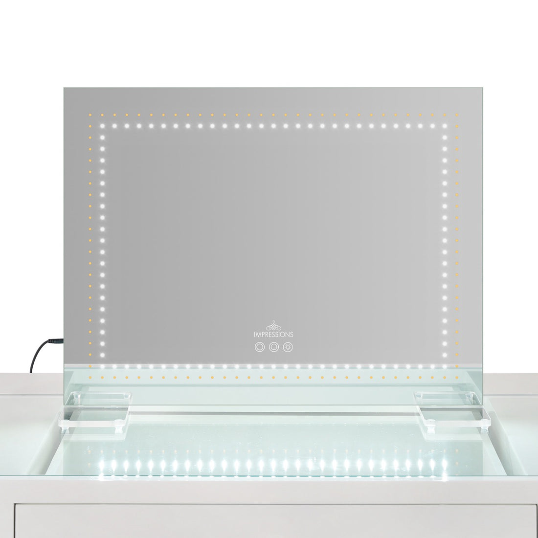 Stage Lite Midi Vanity Mirror- Dotted Front View White Light