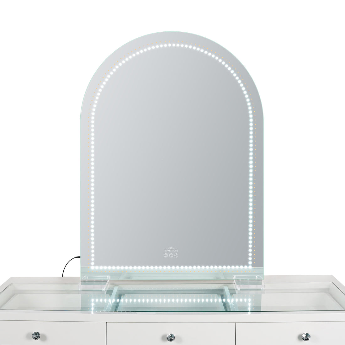 Stage Lite Arch XL Vanity Mirror-Dotted White LED- Front View