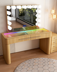 SlayStation® Willow Premium Vanity Table w/ RGB Light + Vanity Mirror Bundle