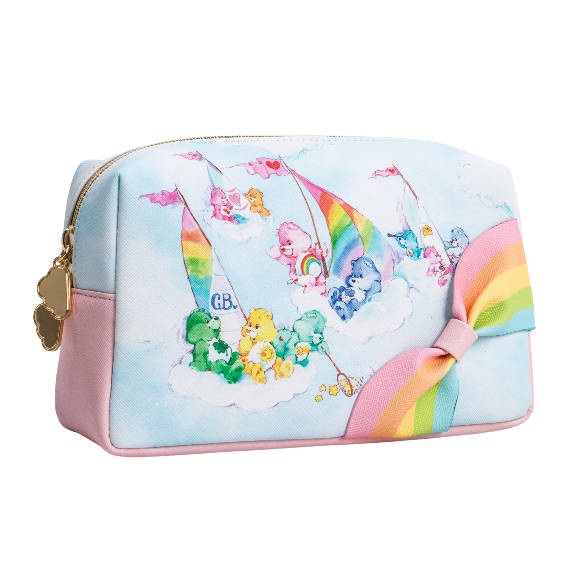 blueis travel cosmetic bag case heart print makeup Impressions Vanity Care Bears Rainbow Makeup Cosmetic Pouch with Slip Pocket and Zipper Pocket