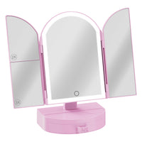 Darling Arch Trifold LED Tri-Tone Makeup Mirror With Drawer