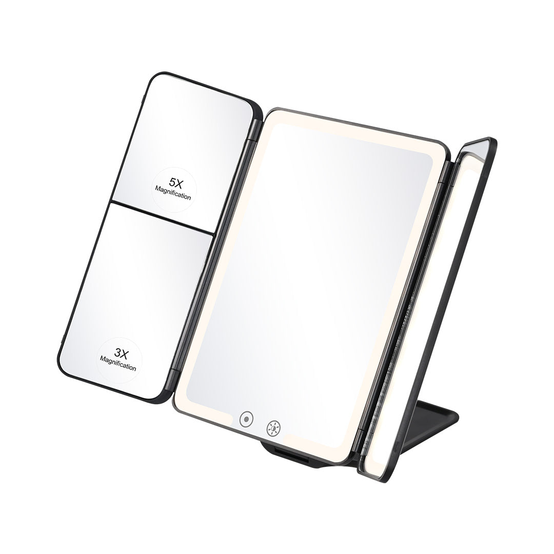 Flex Mini Trifold LED Makeup Mirror With Stand • Impressions