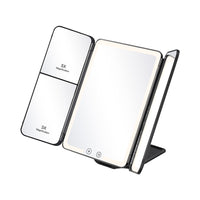 Flex Mini Trifold LED Makeup Mirror With Stand black Side Open