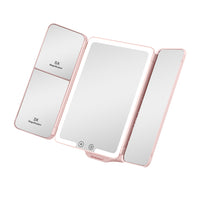 Flex Mini Trifold LED Makeup Mirror With Stand Side Pink