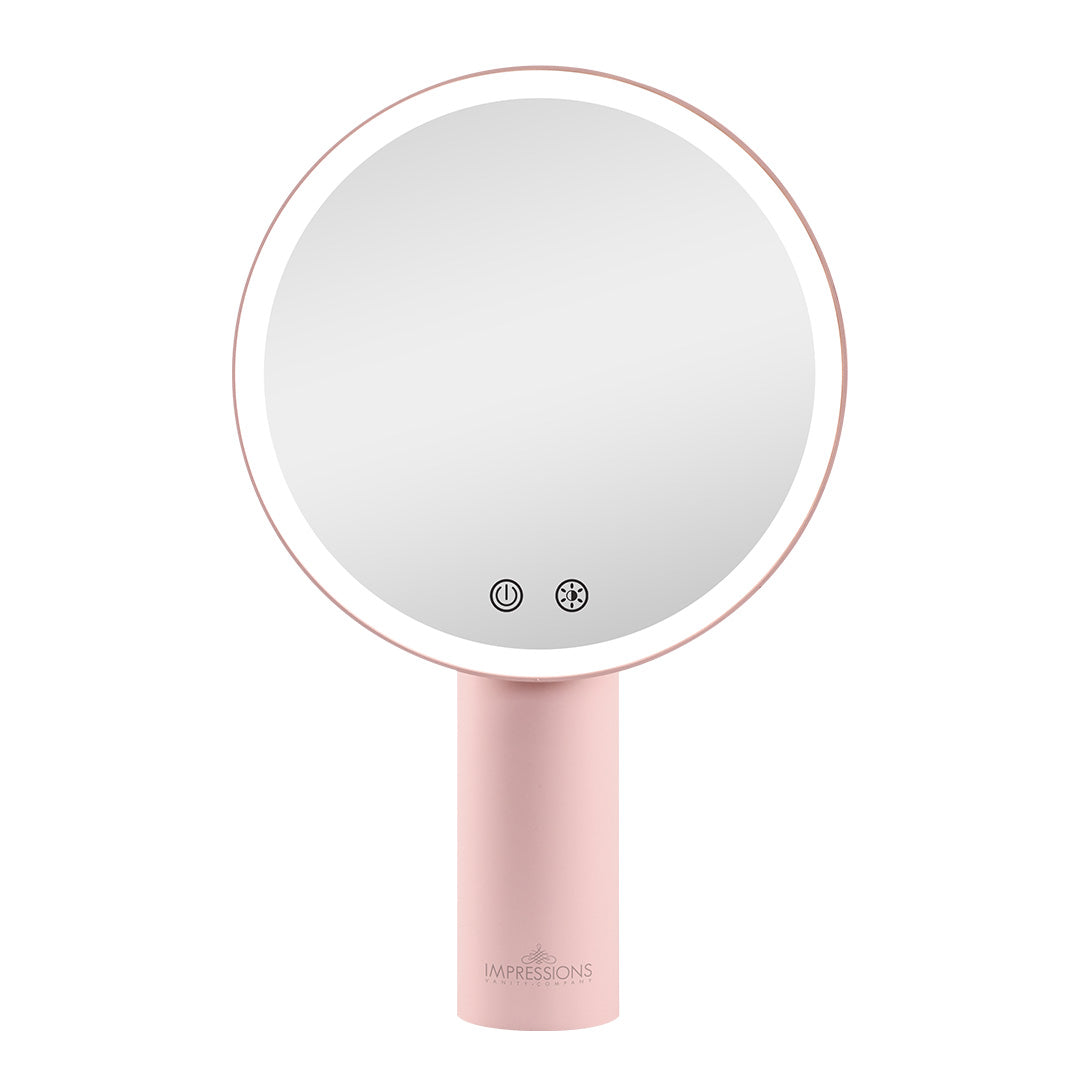 Gravity Tritone LED Makeup Mirror Pink Front