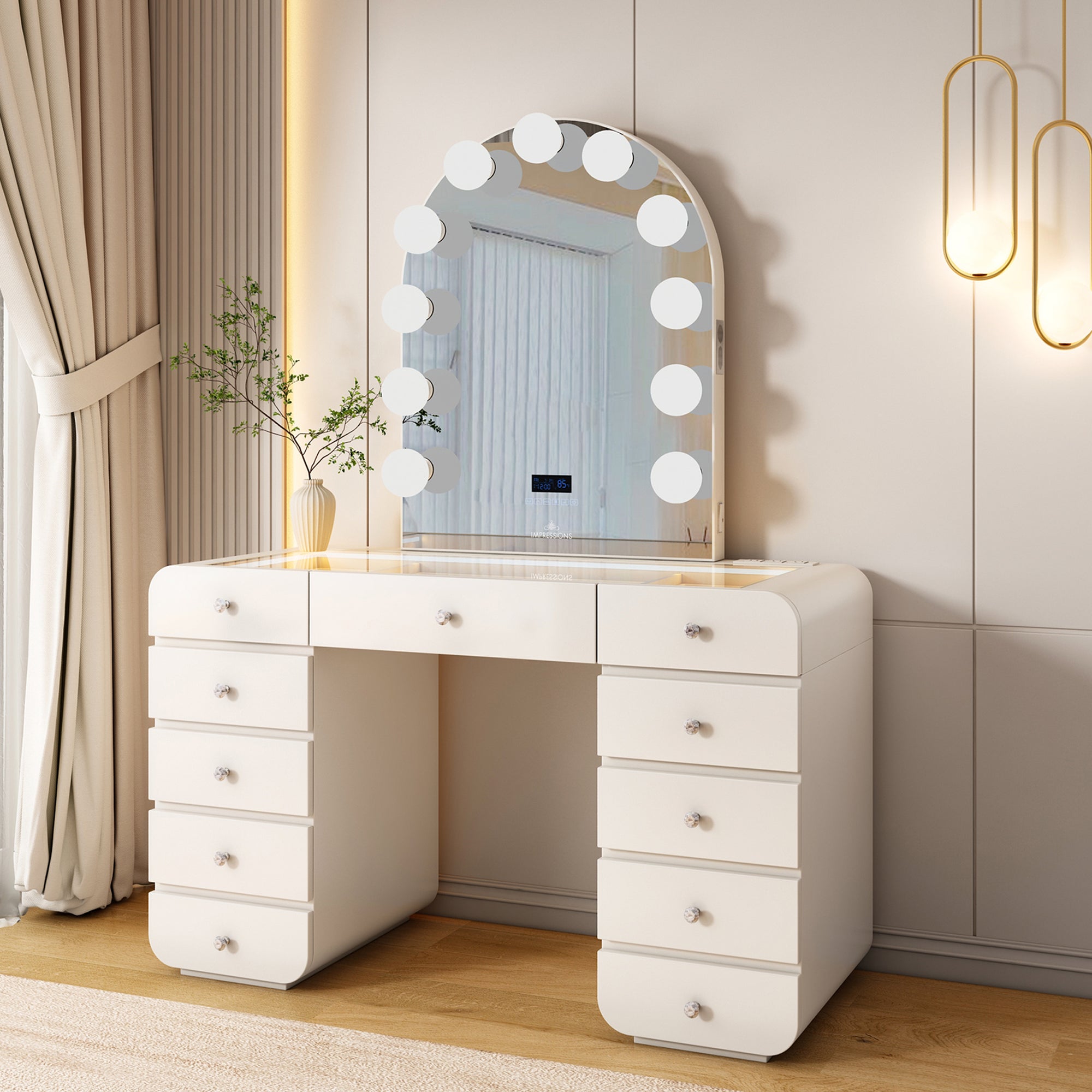 Impression Vanity Hollywood Glow Arch Vanity Mirror With Ultra Bright 11 Frosted LED Bulbs (White) Impression Vanity Hollywood Glow Arch Vanity Mirror With Ultra Bright 11 Frosted LED Bulbs (White)