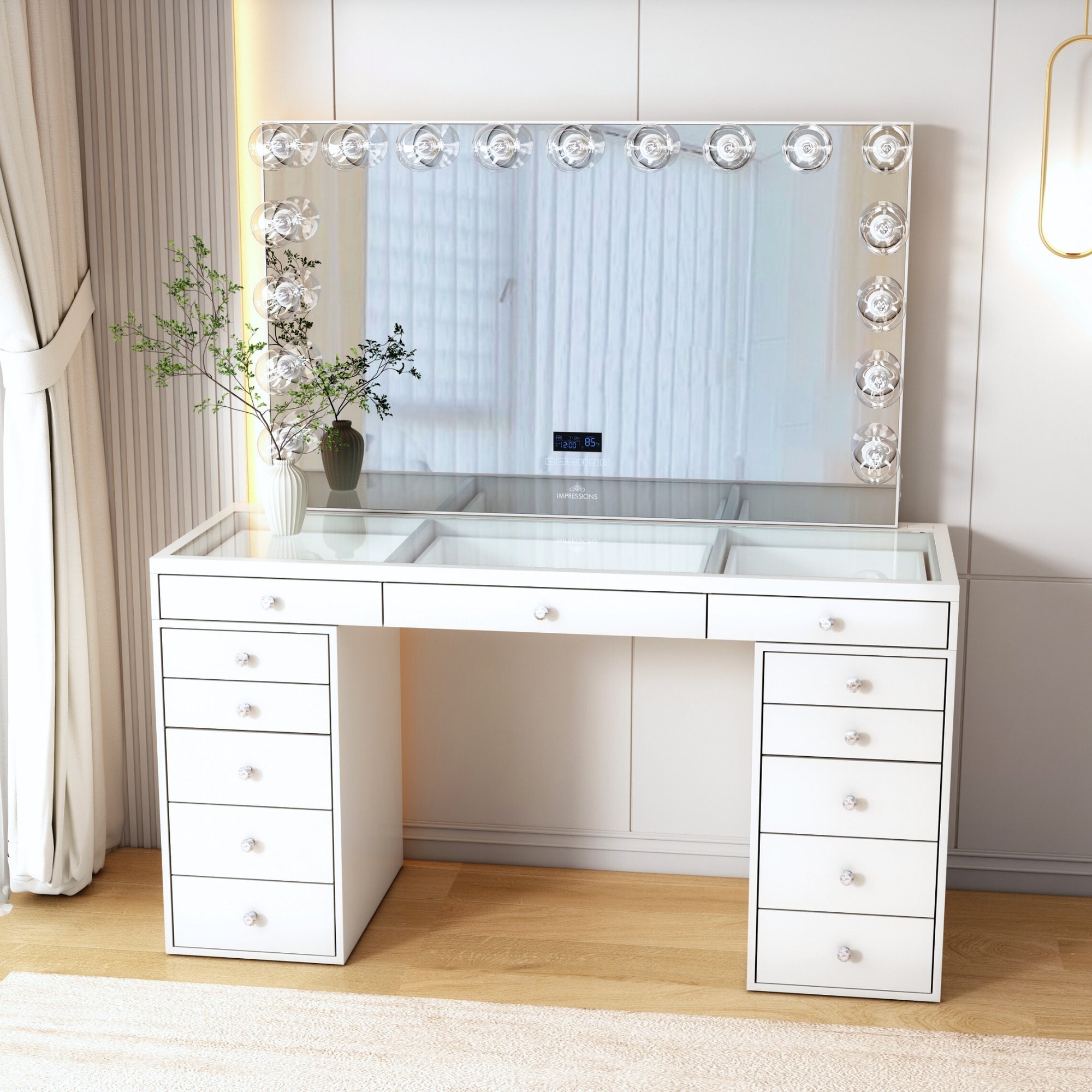 mirror dressing mirror Amazon.com: BAODANFU Trifold Vanity Mirrors 3 Way, 30 x 37in Adjustable Vanity Mirrors for Bathroom, Bedroom, Champaign Golden Arch Mirrors Wall Mounted Decoration, Braiding Hair, Makeup 360 Way : Home & Kitchen