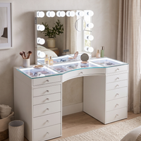 SlayStation® Concave Plus 2.0 Vanity Table w/ LED Light + Vanity Mirror Bundle