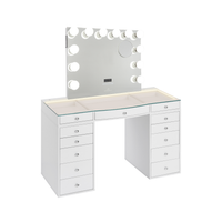 SlayStation® Contour Plus 2.0 Vanity Table w/ LED Light + Vanity Mirror Bundle