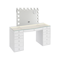 SlayStation® Contour Pro 2.0 Vanity Table w/ LED Light + Vanity Mirror Bundle