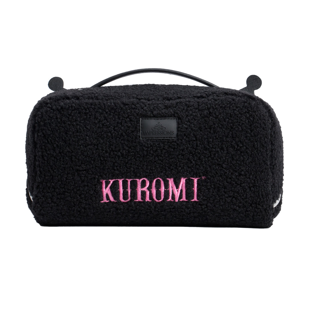 black makeup travel bag Impressions Vanity Kuromi Unfold Travel Makeup Bag, Opens Flat Cosmetic Bag with Dual Compartments, Black