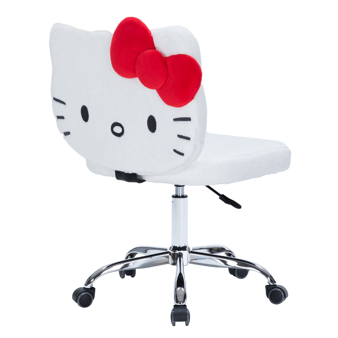 Hello Kitty® Teddy Fur Swivel Vanity Chair Back Quarter Turn