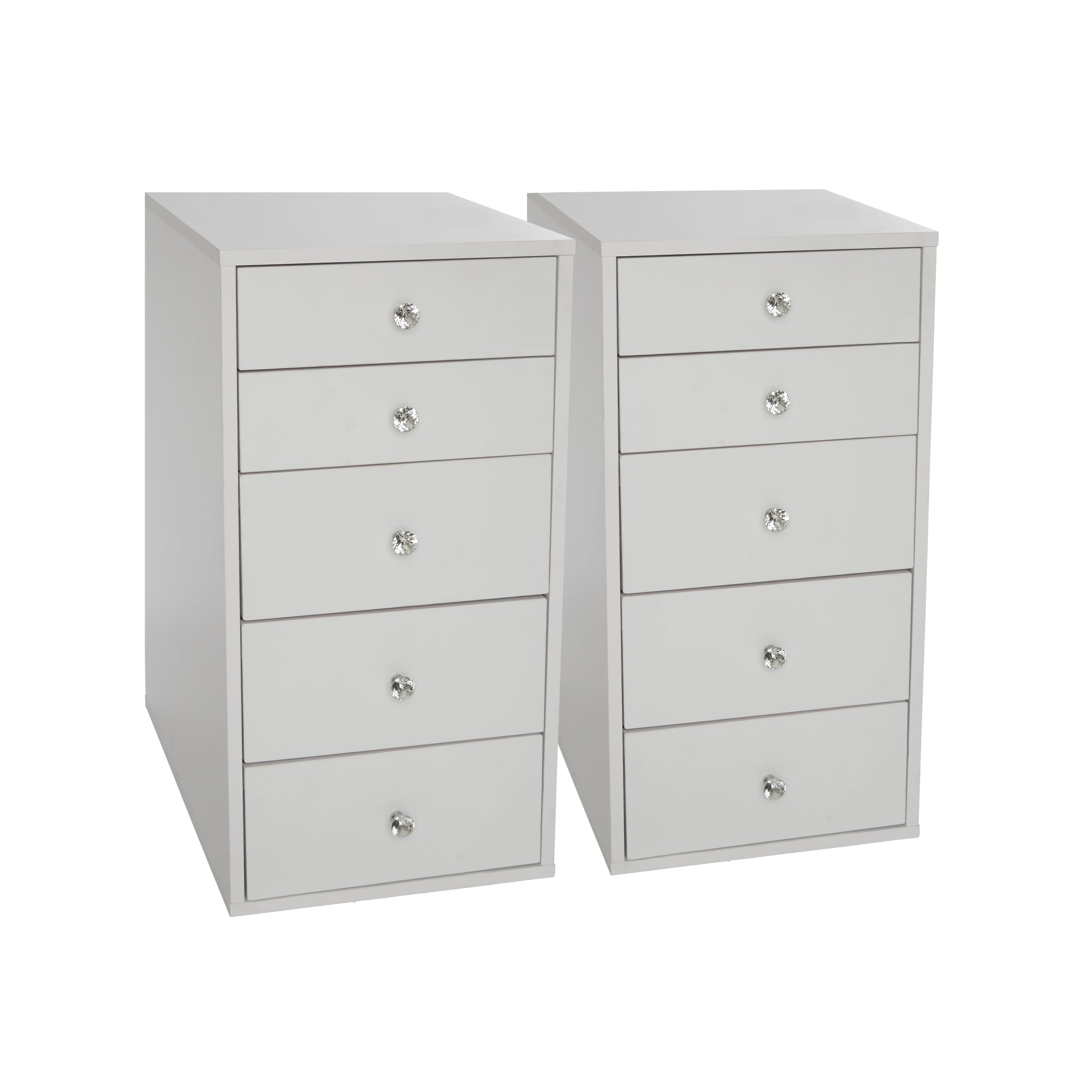 SlayStation 5-Drawer Makeup Vanity Storage Unit in Bright White | 14.25 x 22.375 x 14.25 in | Impressions Vanity Co. | Aluminum/Glass