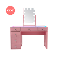 Kids' SlayStation Charlotte Vanity Table w/ RGB Light + Vanity Mirror Bundle