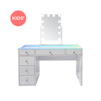 Kids' SlayStation Charlotte Vanity Table w/ RGB Light + Vanity Mirror Bundle