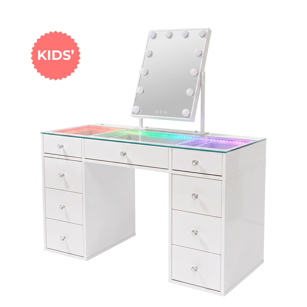 Kids' SlayStation Vanity Table w/ RGB Light + Vanity Mirror Bundle