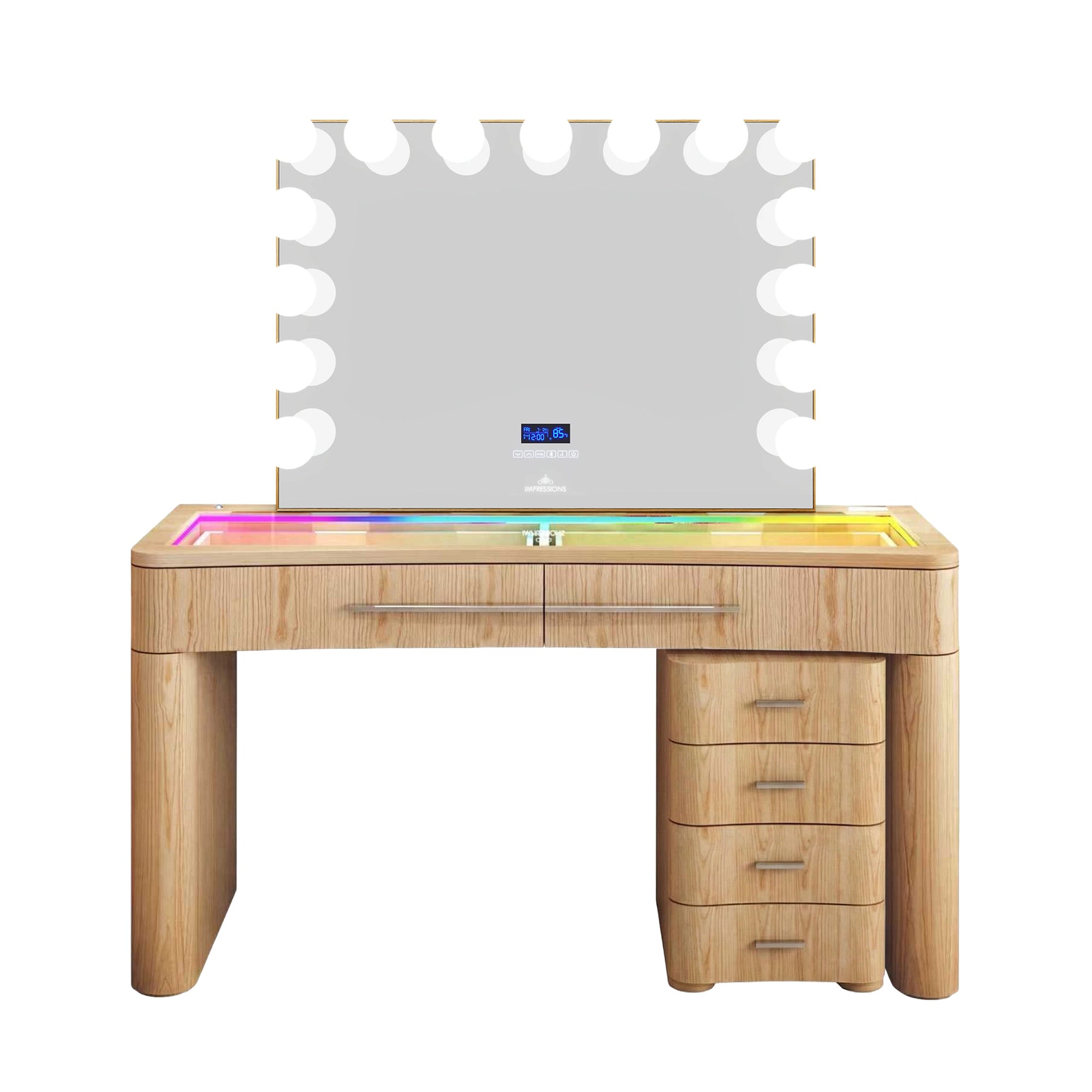SlayStation® Willow Premium Vanity Table w/ RGB Light + Vanity Mirror Bundle