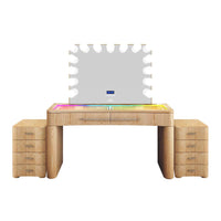 SlayStation® Willow Premium Vanity Table w/ RGB Light + Vanity Mirror Bundle