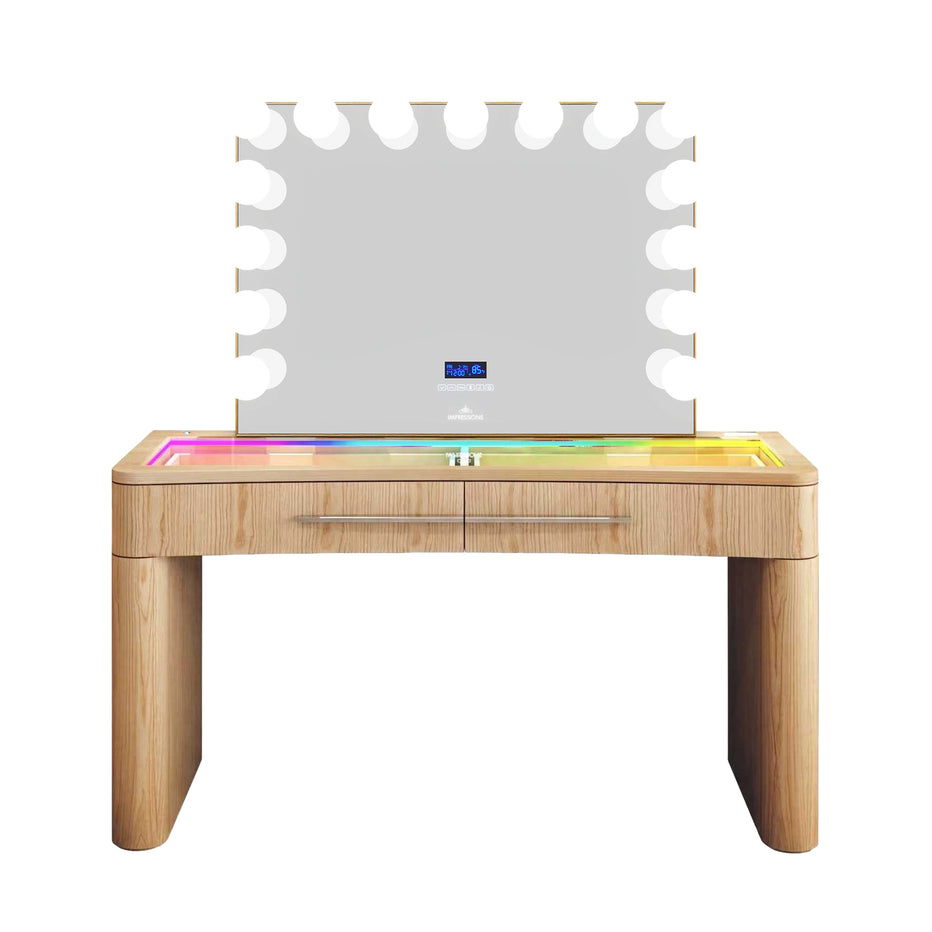 SlayStation® Willow Premium Vanity Table w/ RGB Light + Vanity Mirror ...