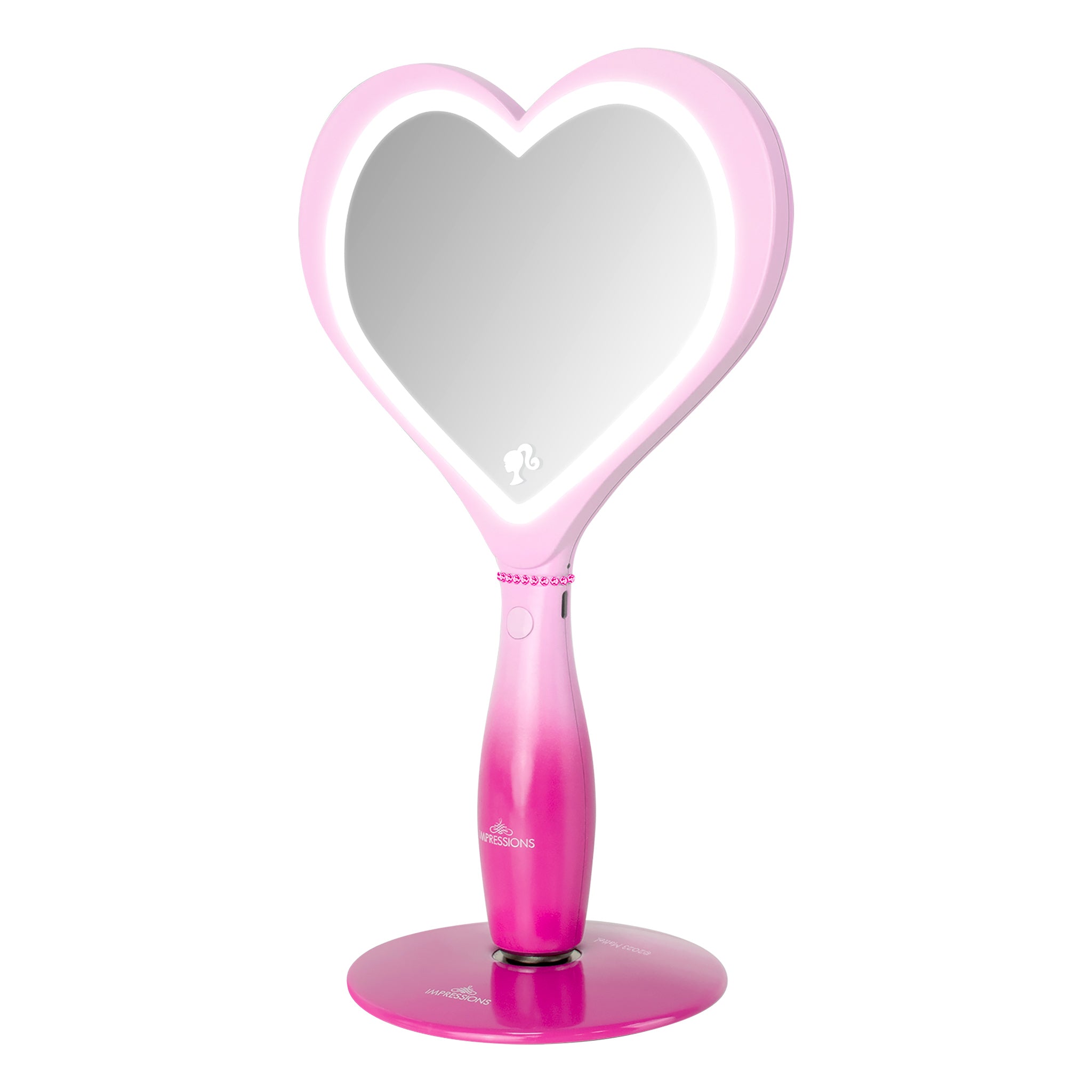Barbie LED Handheld Makeup Mirror with Standing Base Impressions Vanity Co