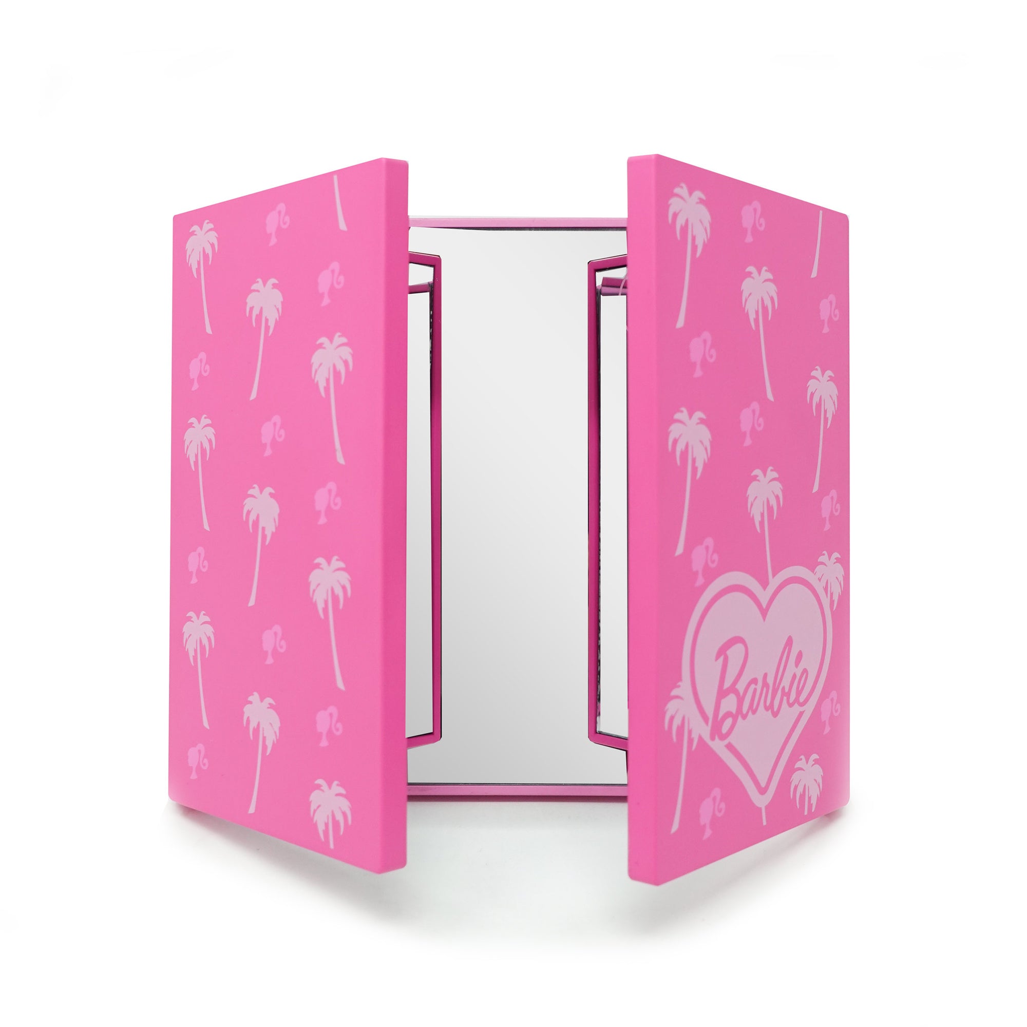 BARBIE-TRIFOLD-MINI-LED-MAKEUP-MIRROR-FRONT-OPEN HALF